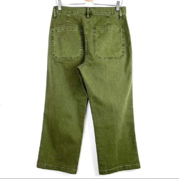 J.CREW High Rise Garment-dyed Slim Wide leg Crop Pants Loden Green Size 30 New - Picture 5 of 8